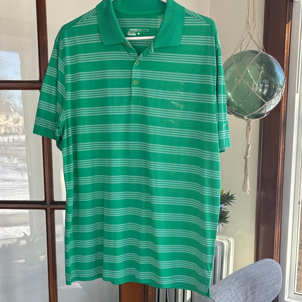 Green Striped Nike Golf Shirt